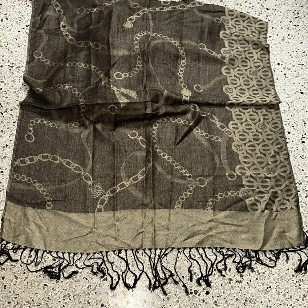 Oscar de la renta scarf pashmina Shaw bronze brown wrap